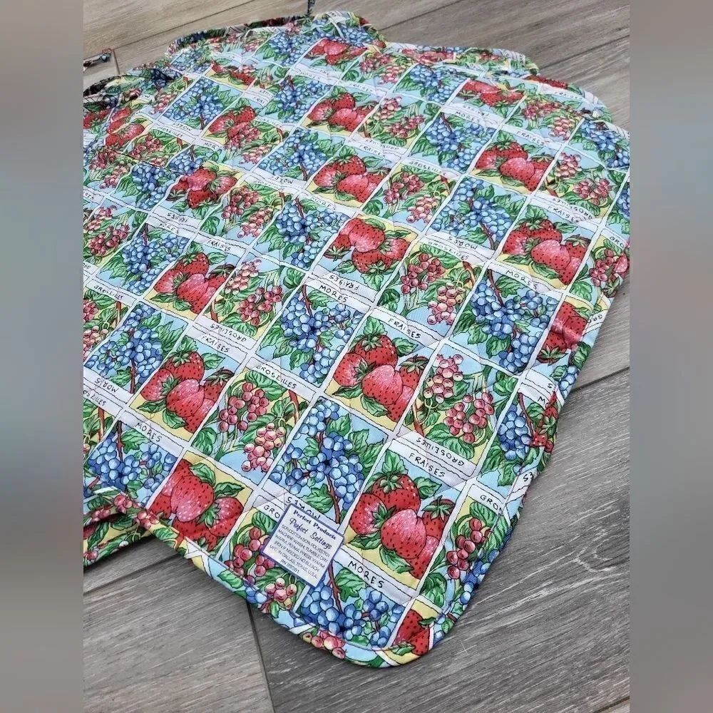 Perfect Settings 6 placemats/silverware holders roll up fruit berries gift